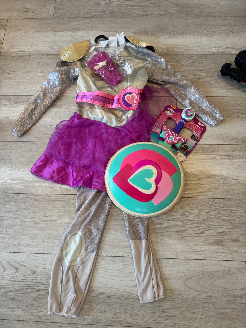 NWT: 4-piece set Nella the princess knight Superhero Costume - Pink & Silver